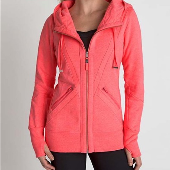 MPG Tops - MPG Sport Valencia Zip Up Hoodie in Neon Coral